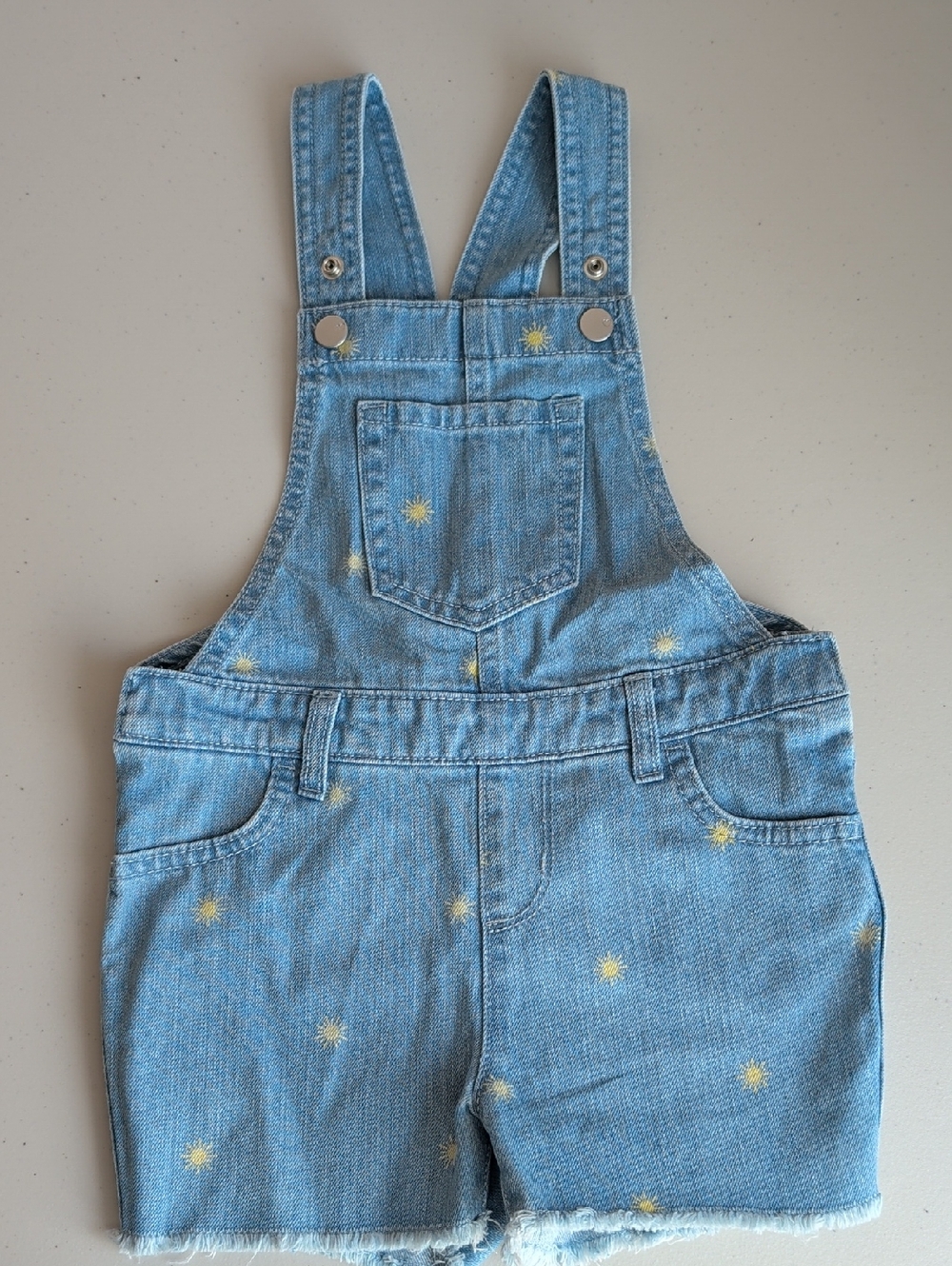 The Children's Place Blue Denim Daisy Short Overalls